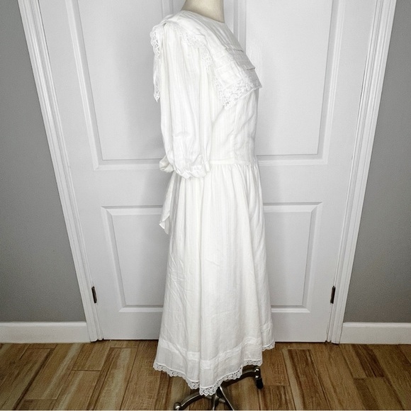 Vintage Gunne Sax Jessica McClintock Boho White Lace Dress Size 13 fits medium - Picture 2 of 11